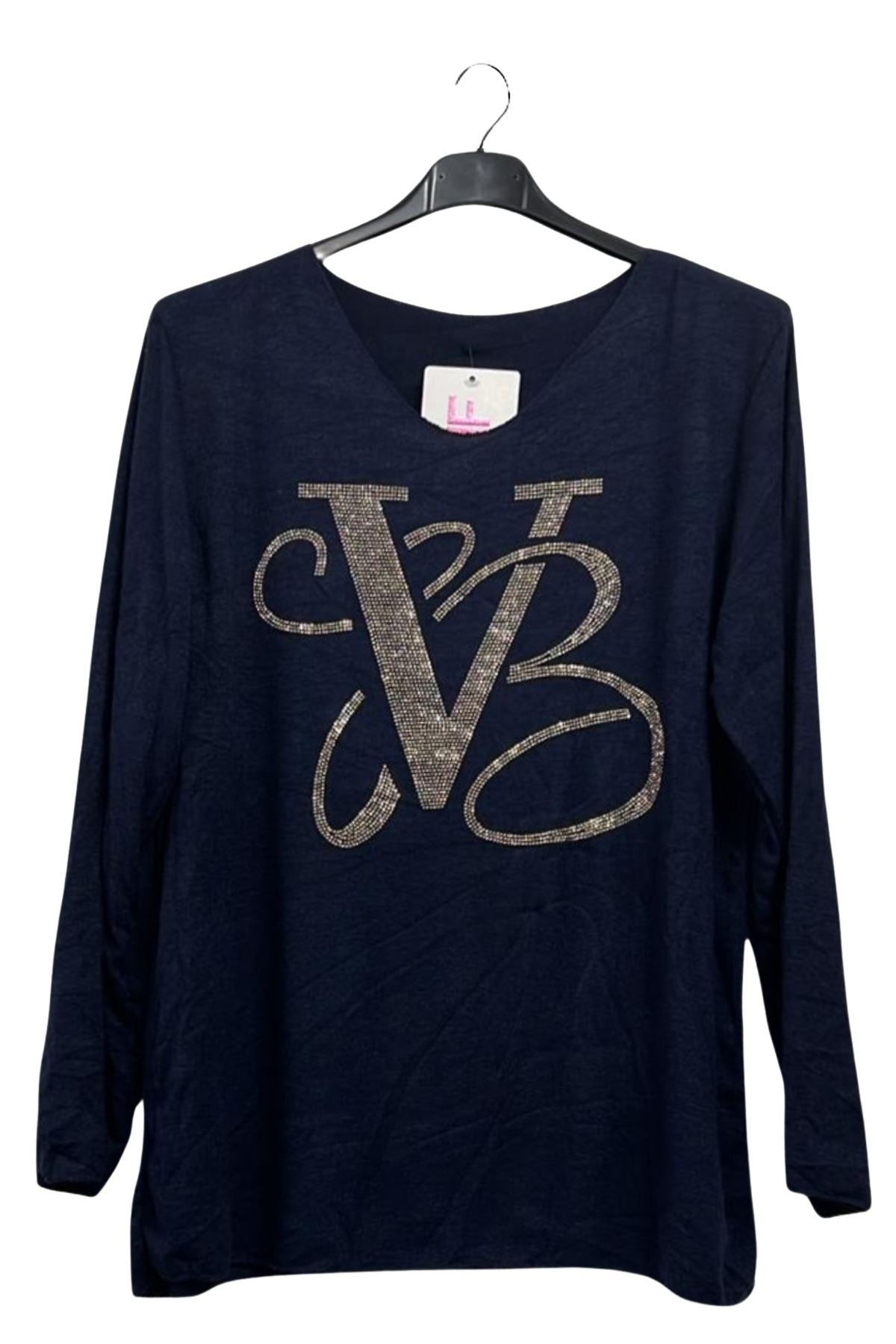 Glitter VB Pattern Soft Knit Tunic Top