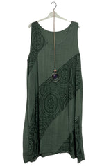 Embroidered Textured Circular Pattern Cotton Dress