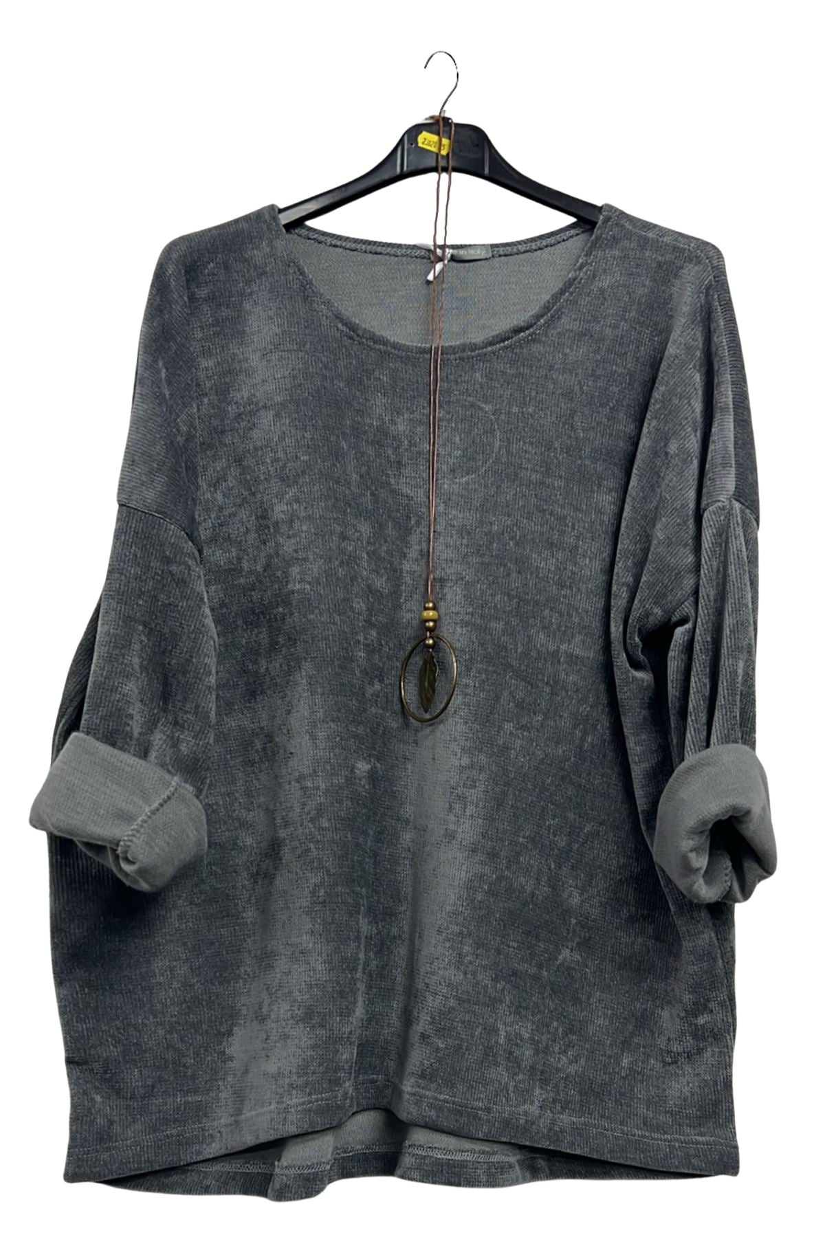 Plain Knitted Dropped Shoulders Top