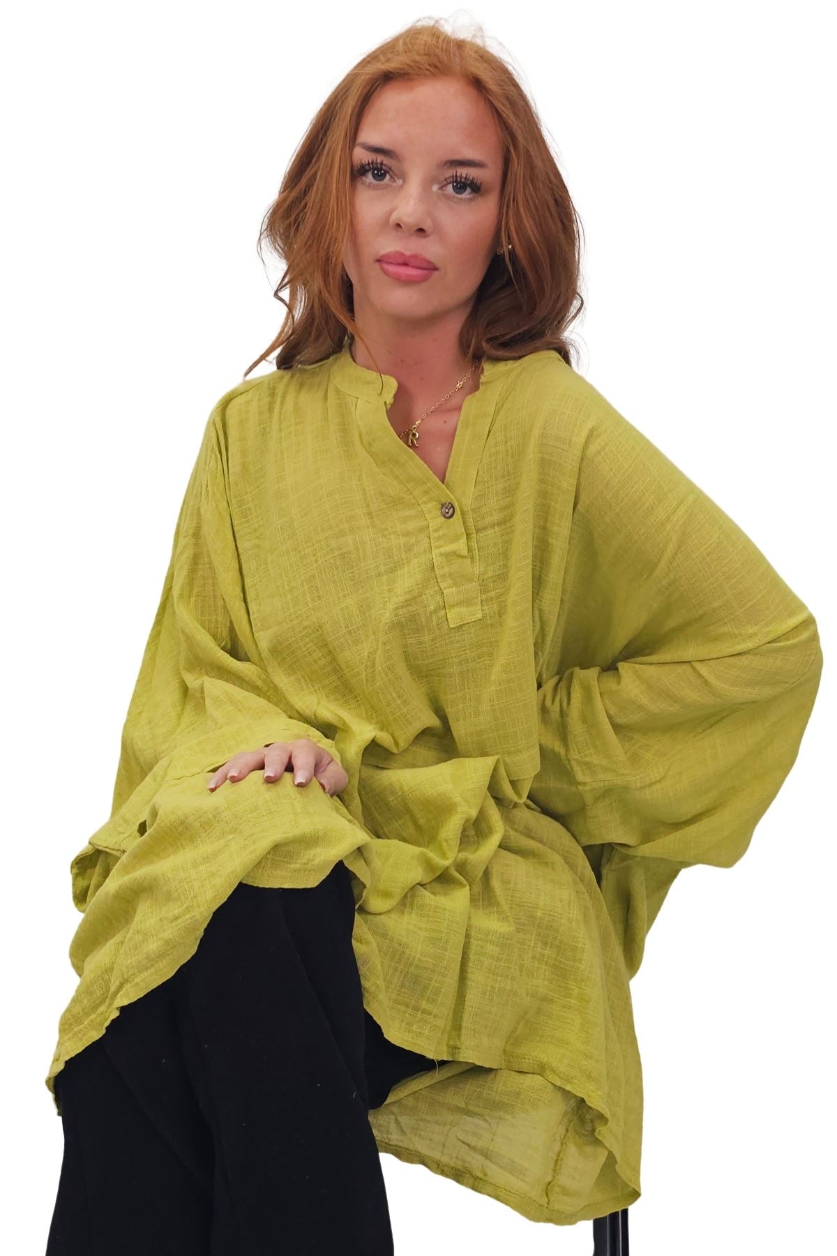 Plain Hanky Hem Oversized Cotton Top