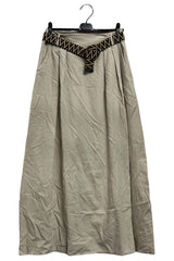 Plain Two Side Pockets Belted Cotton Skirt
