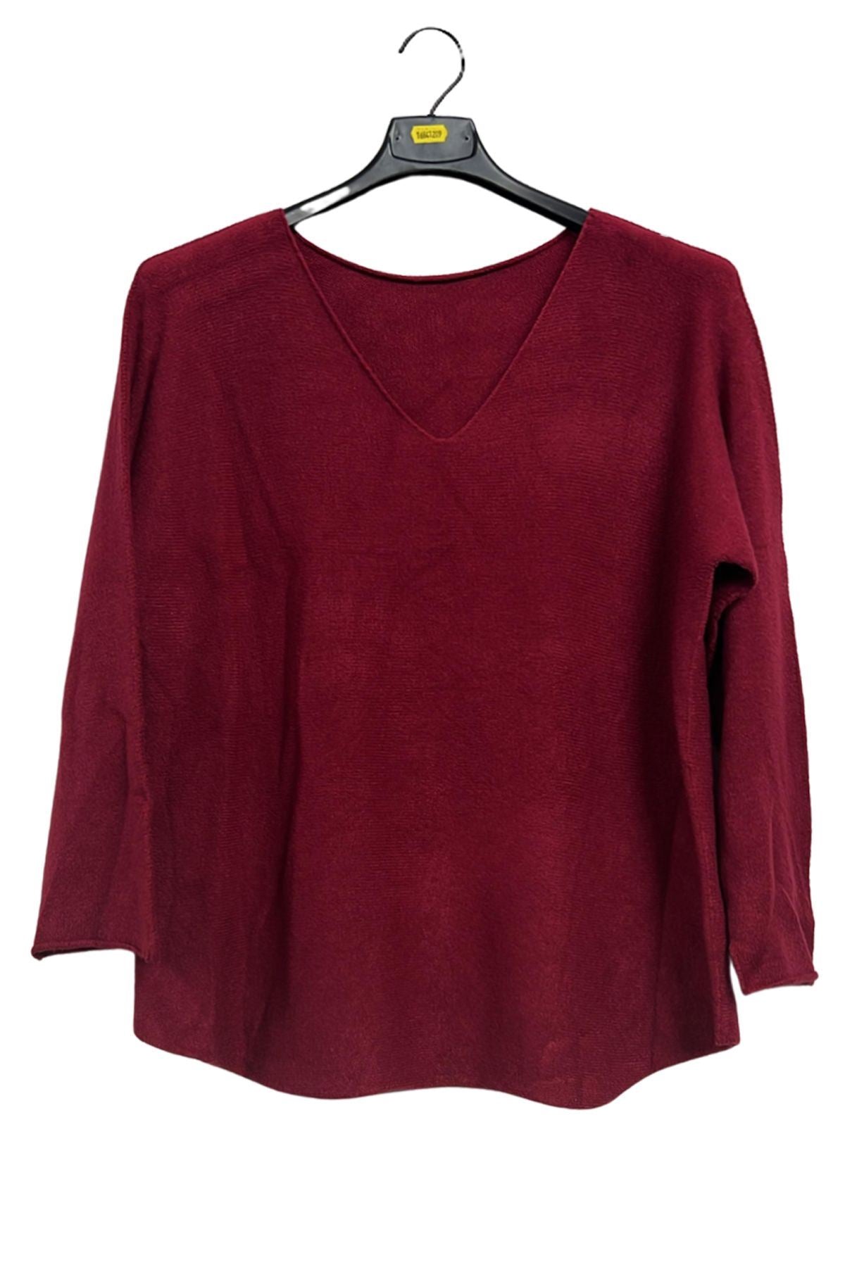 Plain Soft Knitwear Round Hemline Top