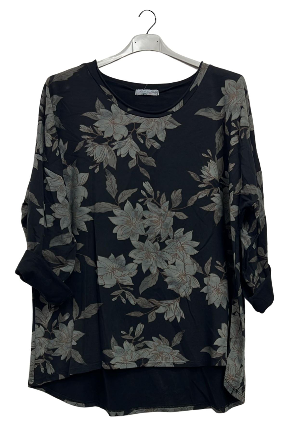 Floral Print High Low Hem Cotton Top