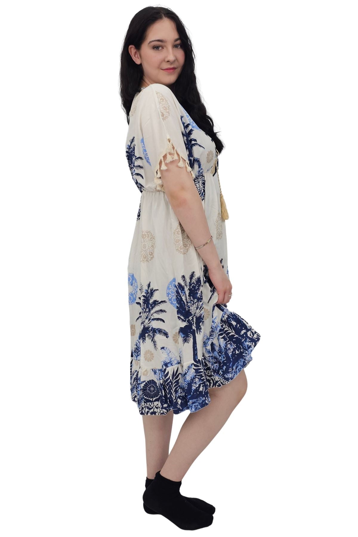 Floral Botanical Print Elasticated Waist Dress