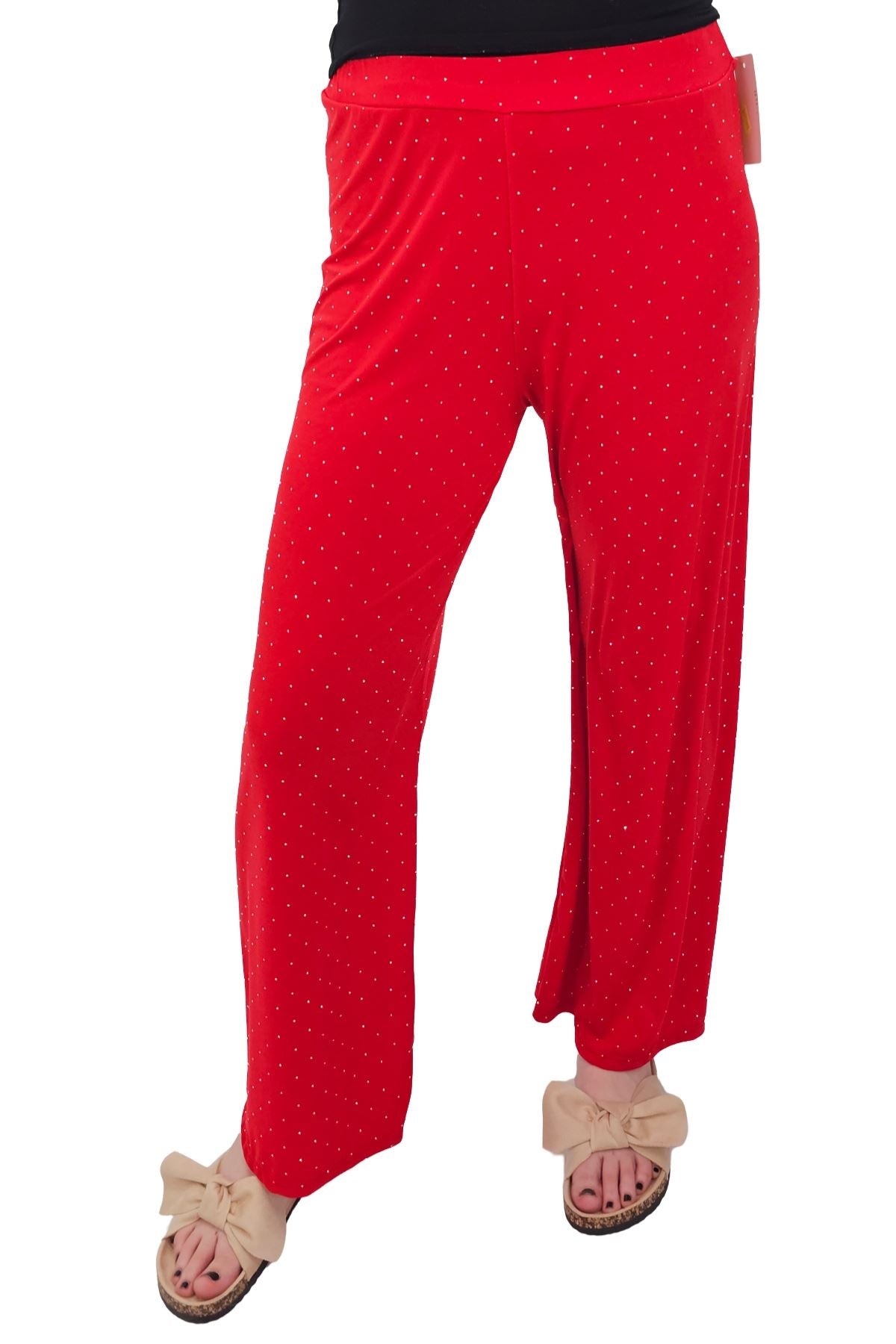 Diamante Pattern Wide Leg Trousers