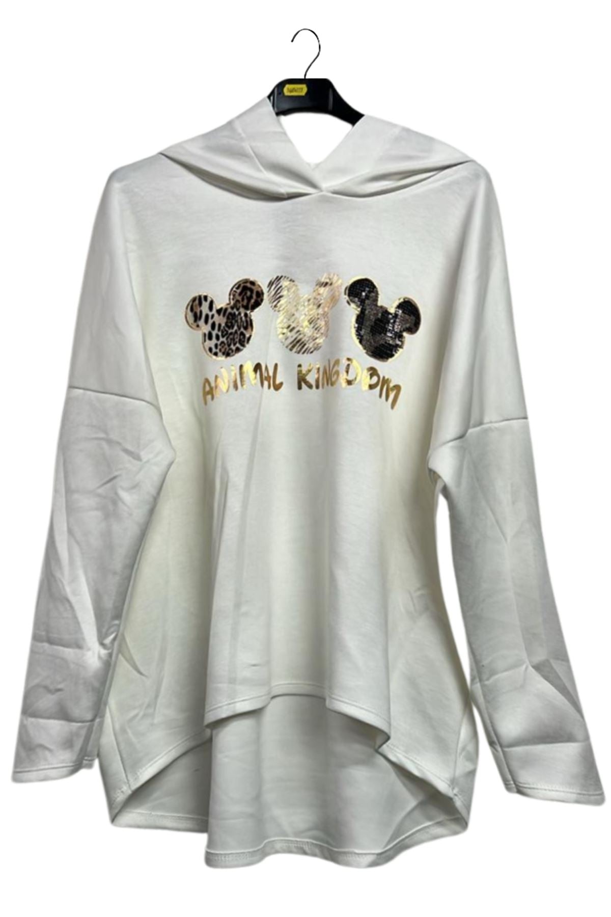 Mickey Mouse Print High Low Hem Hoodie