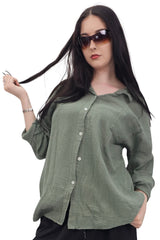 Plain Button Up Pocket Cotton Shirt