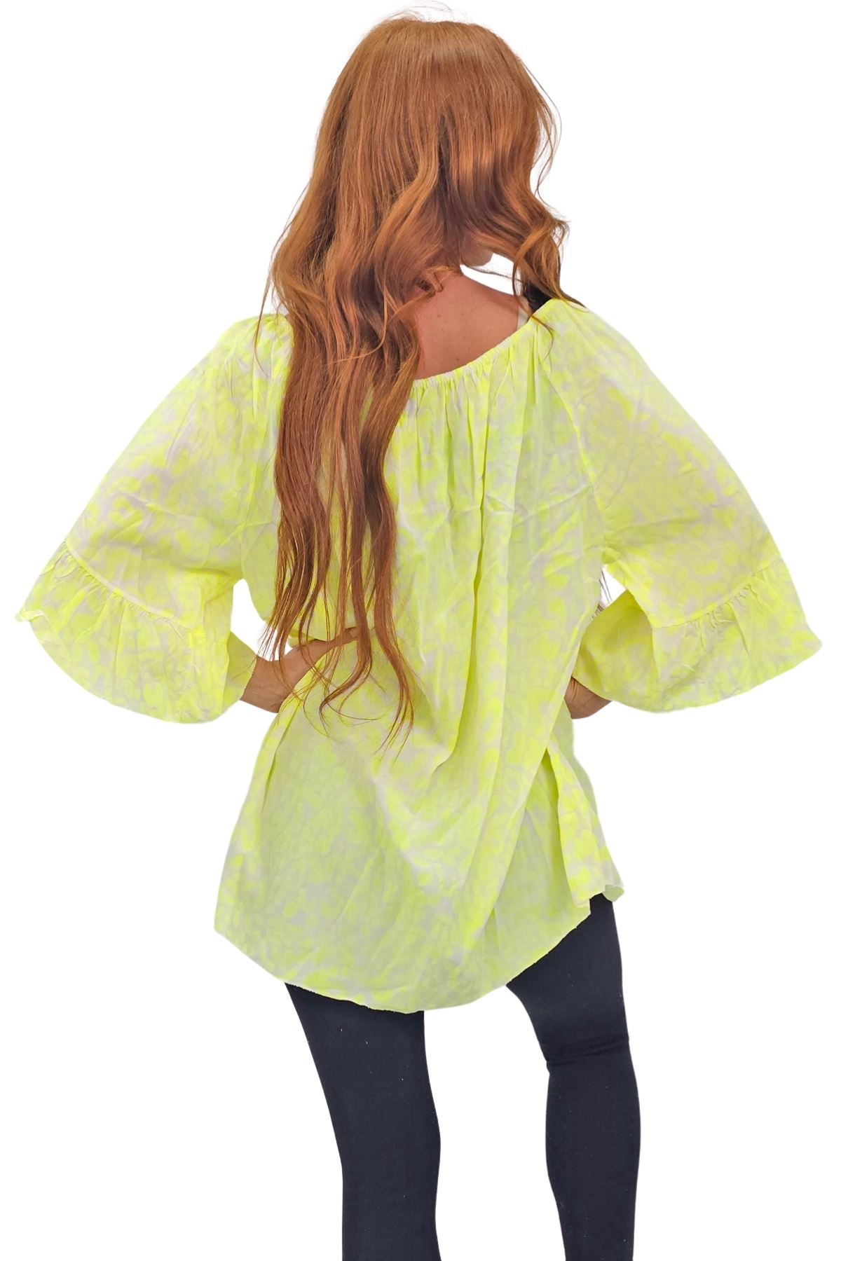 Subtle Textured Pattern Flared Sleeves Top