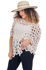 Crochet Knit Diamond Pattern Cotton Top