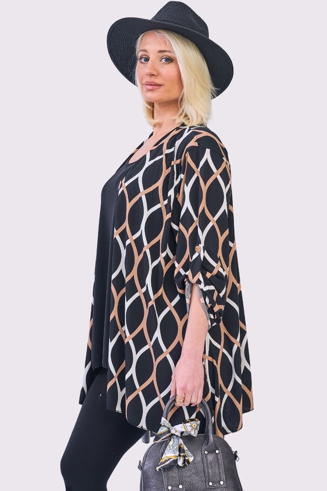 Abstract Multi Print Open Front Cardigan
