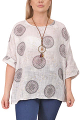 Floral Print With Necklace Cotton Top
