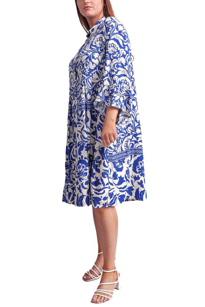 Tiered Button-Up Floral Dress
