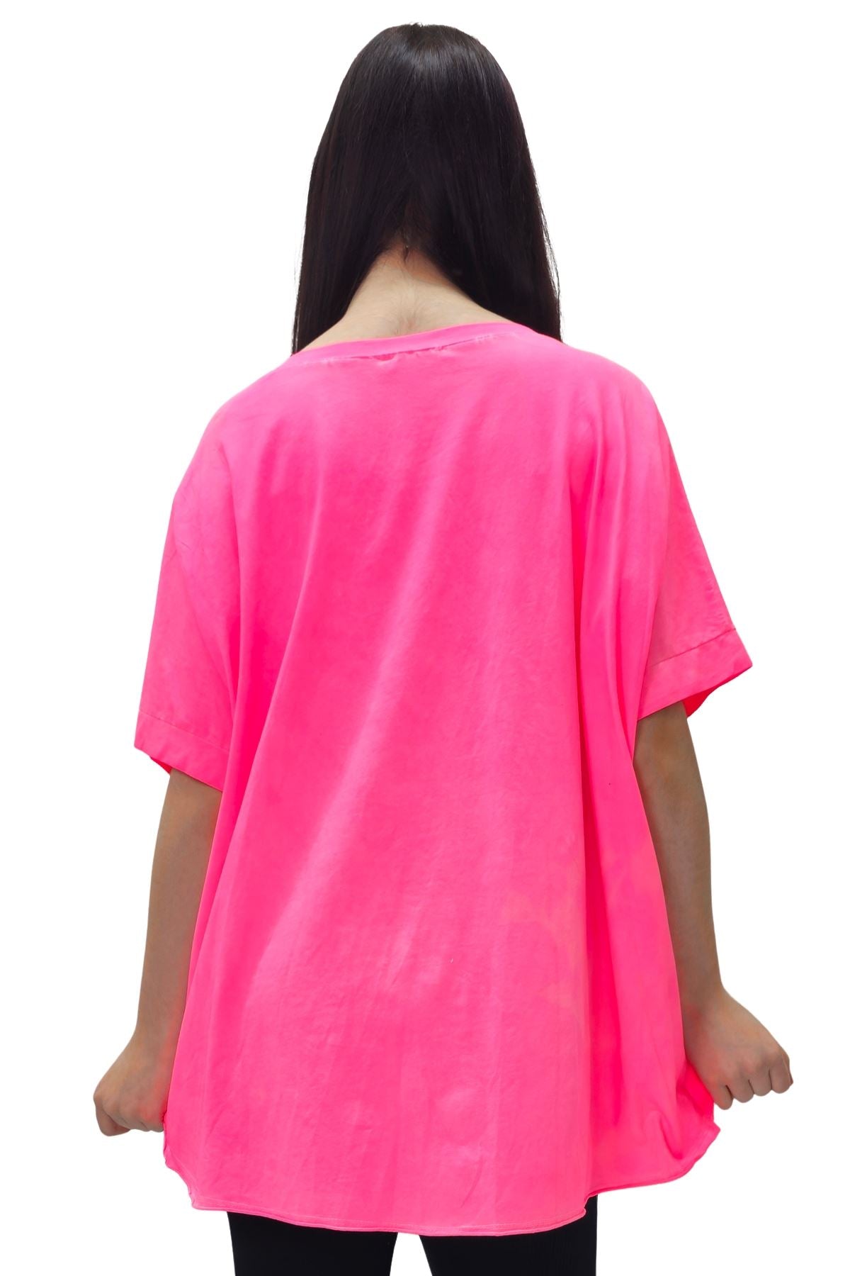Gold Foil Spring Flower High Low Hem Cotton Top