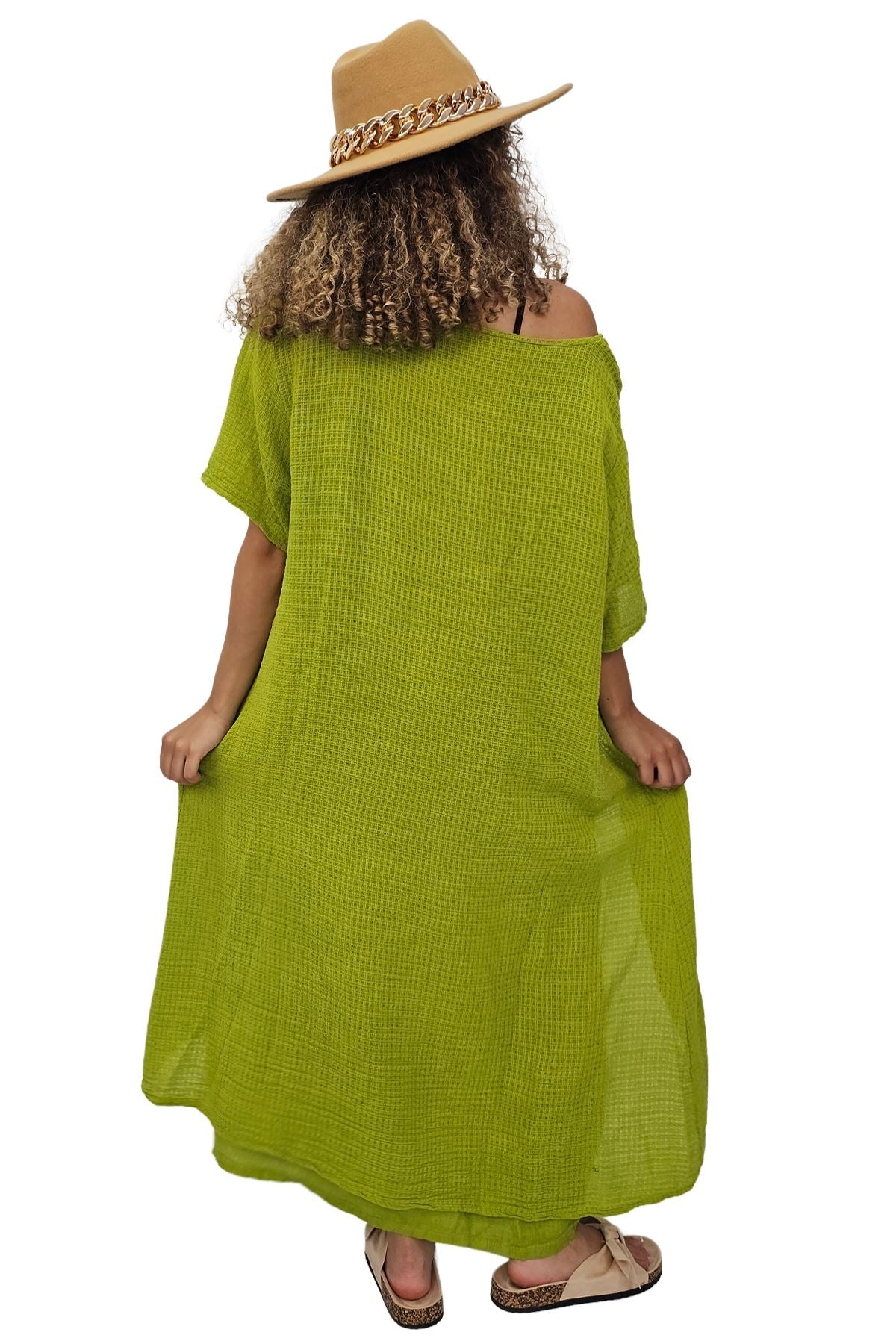 Plain Layered Asymmetrical Linen Dress