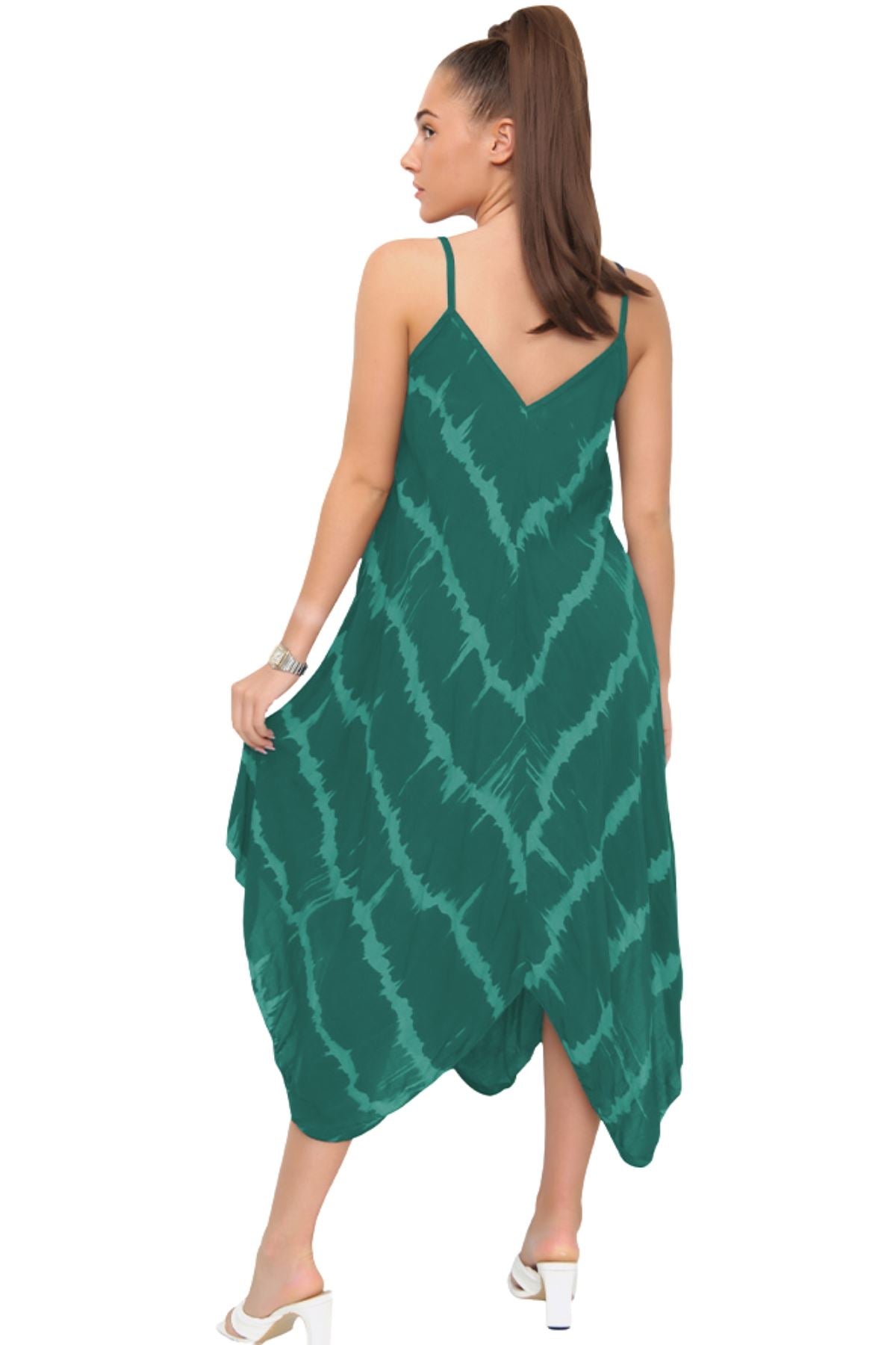 Tie Dye Print Draped Hem Dress