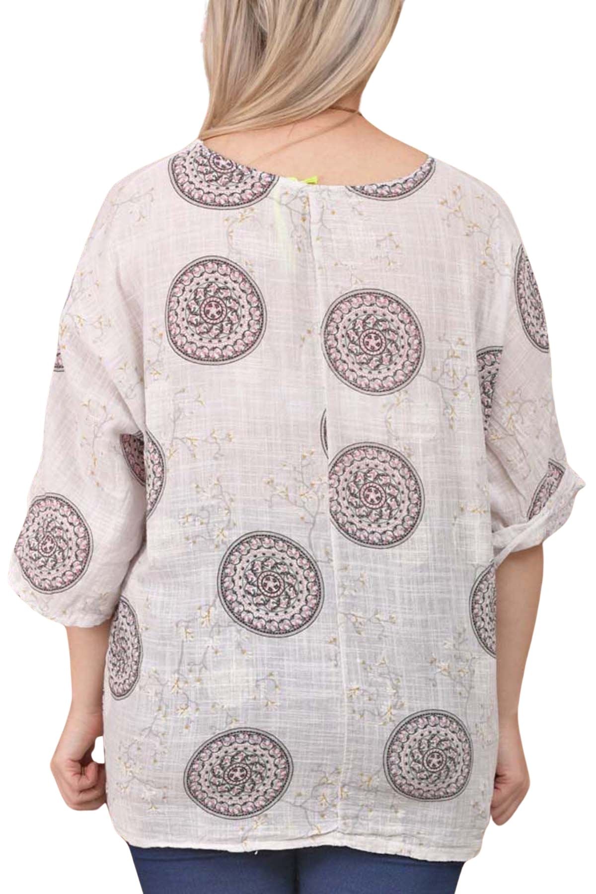 Floral Print With Necklace Cotton Top