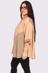 Stripe Print Cotton Tunic Top