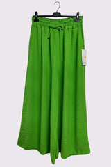 Plain Side Pockets Wide Legs Trousers