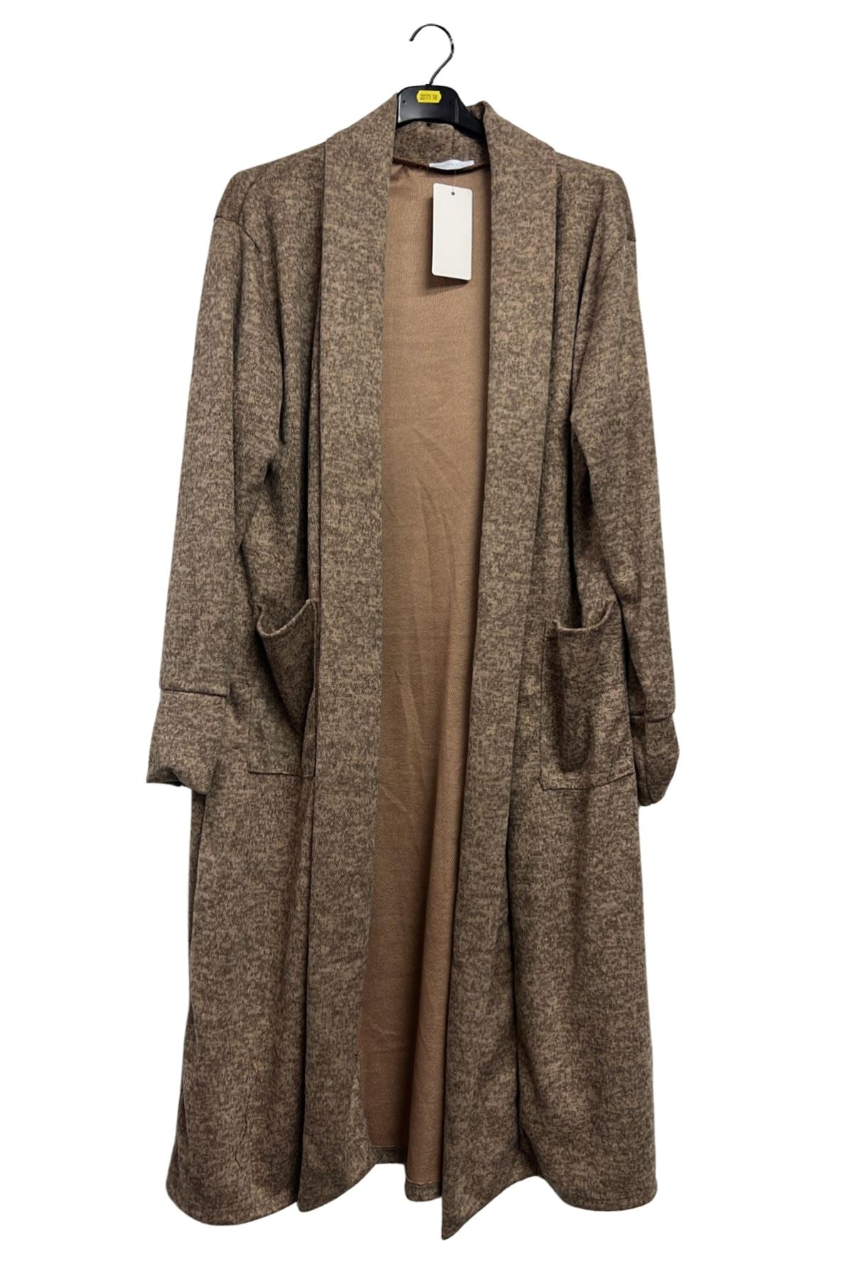 Plain Two Pockets Longline Duster Cardigan