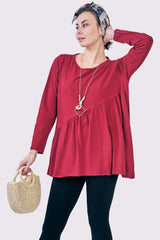 Plain Pleated Tiered Necklace Cotton Top