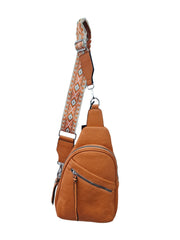 Aztec Print Front Zip Shoulder Bag
