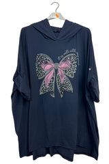 Large Bow Leopard Print Oversized Top