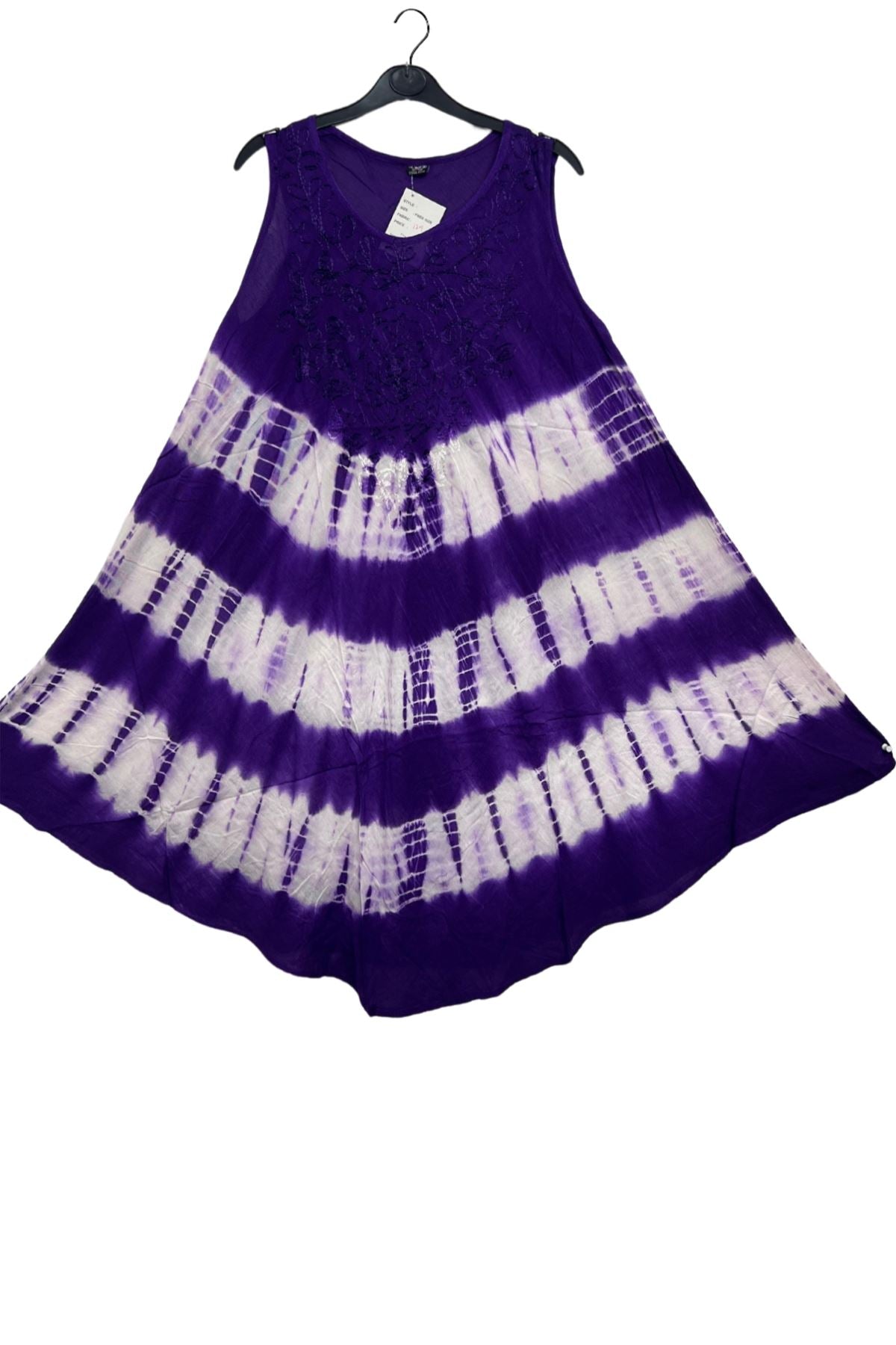 Horizontal Tie-Dye Pattern Umbrella Style Dress
