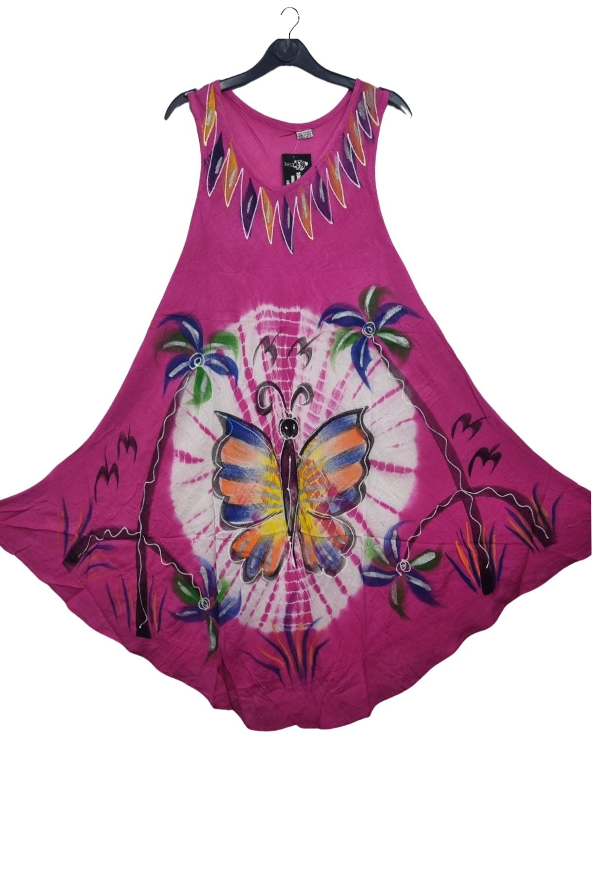 Butterfly Palm Trees Abstract Leaf Accents Motif Dress