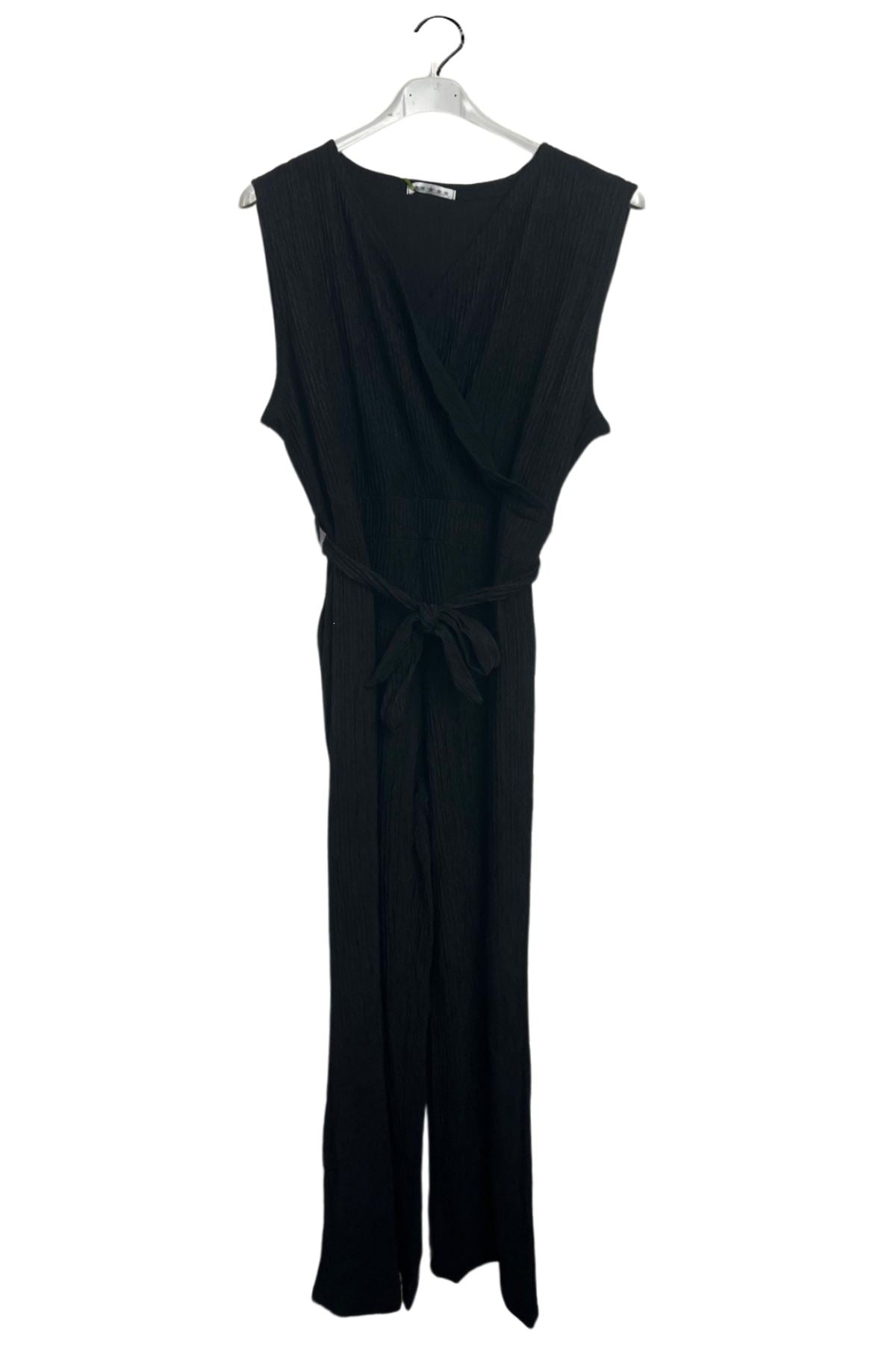 Plain Wrapover Style Tie Waist Jumpsuit