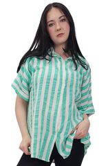 Vertical Stripes Print Front Button Down Cotton Shirt