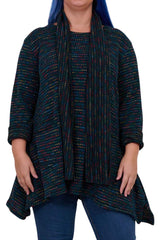 Multi Stripe Pattern With scarf Viscose Jumper