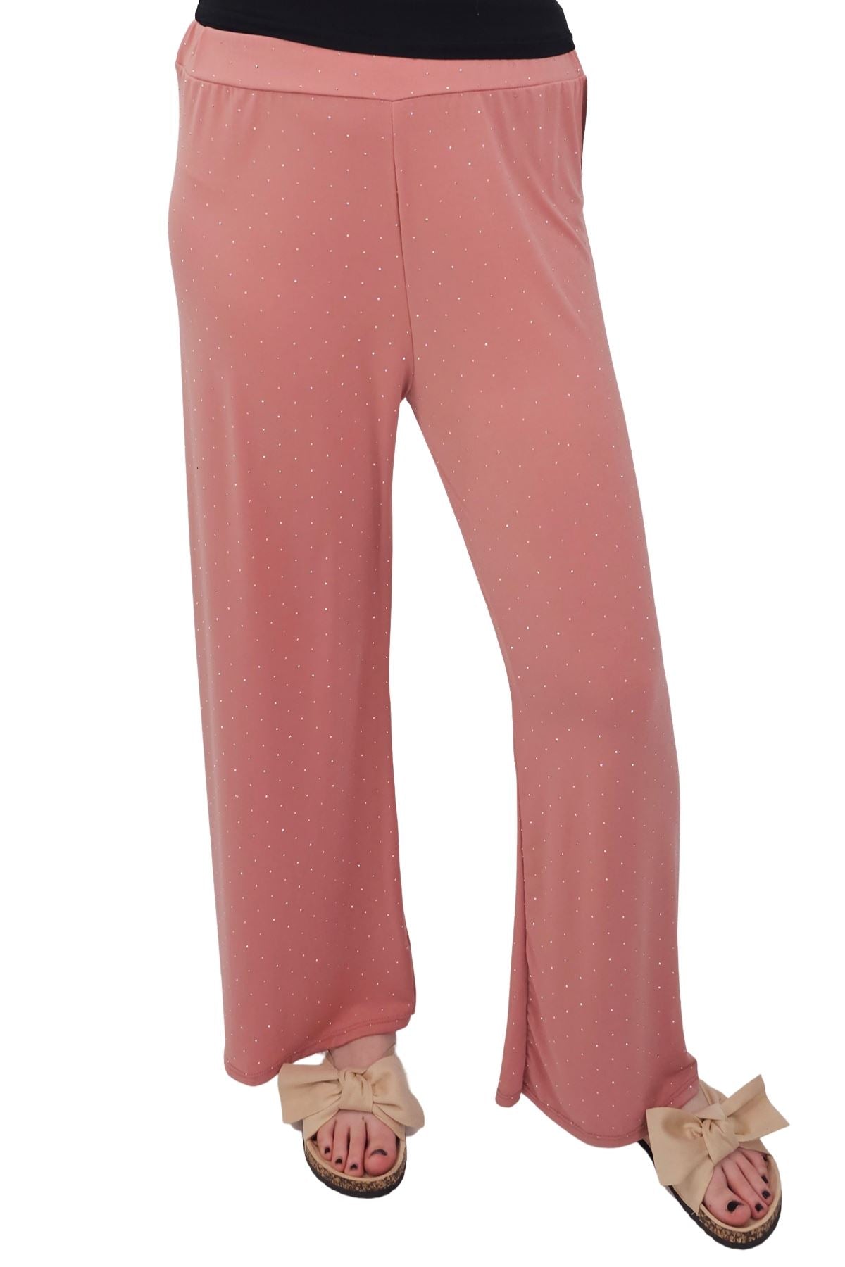 Diamante Pattern Wide Leg Trousers