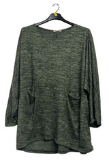 Subtle Heathered Textured Dropped Shoulders Top
