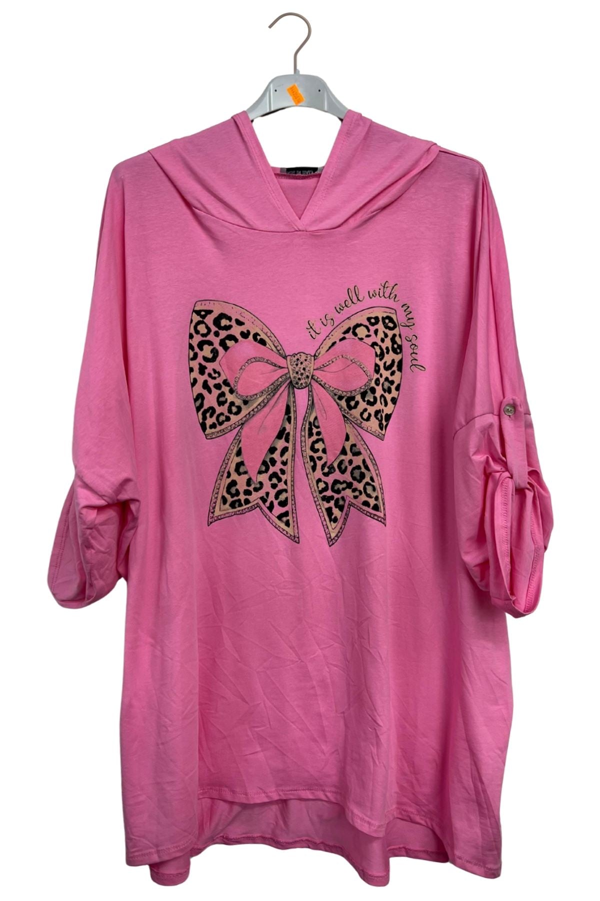 Large Bow Leopard Print Oversized Top