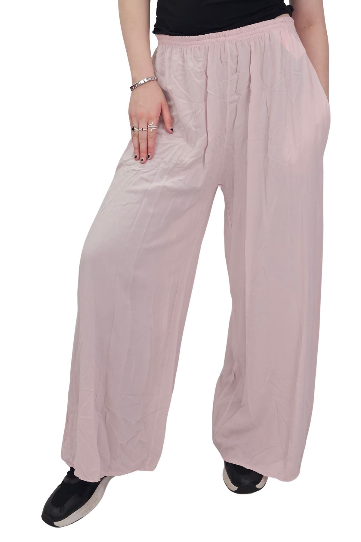 Plain Elasticated Waistband Wide Leg Palazzo