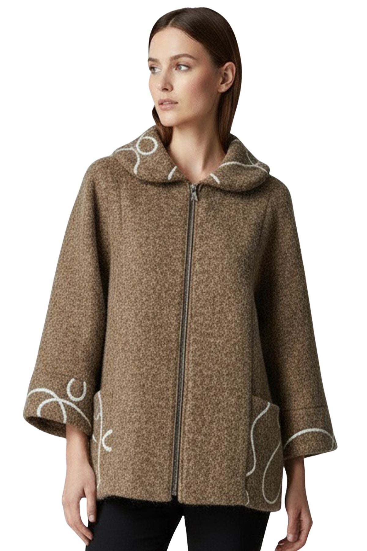Abstract Swirl Pattern Front Zip Up Jacket
