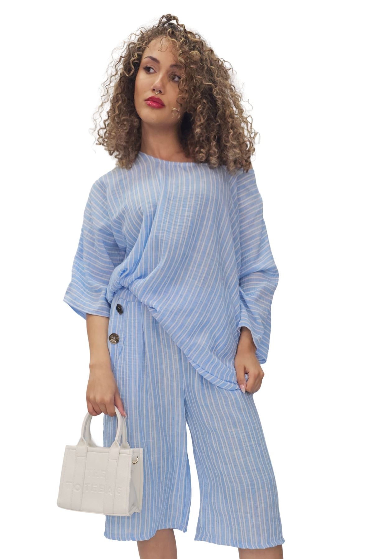 Vertical Pinstripes Print Co-Ord Set