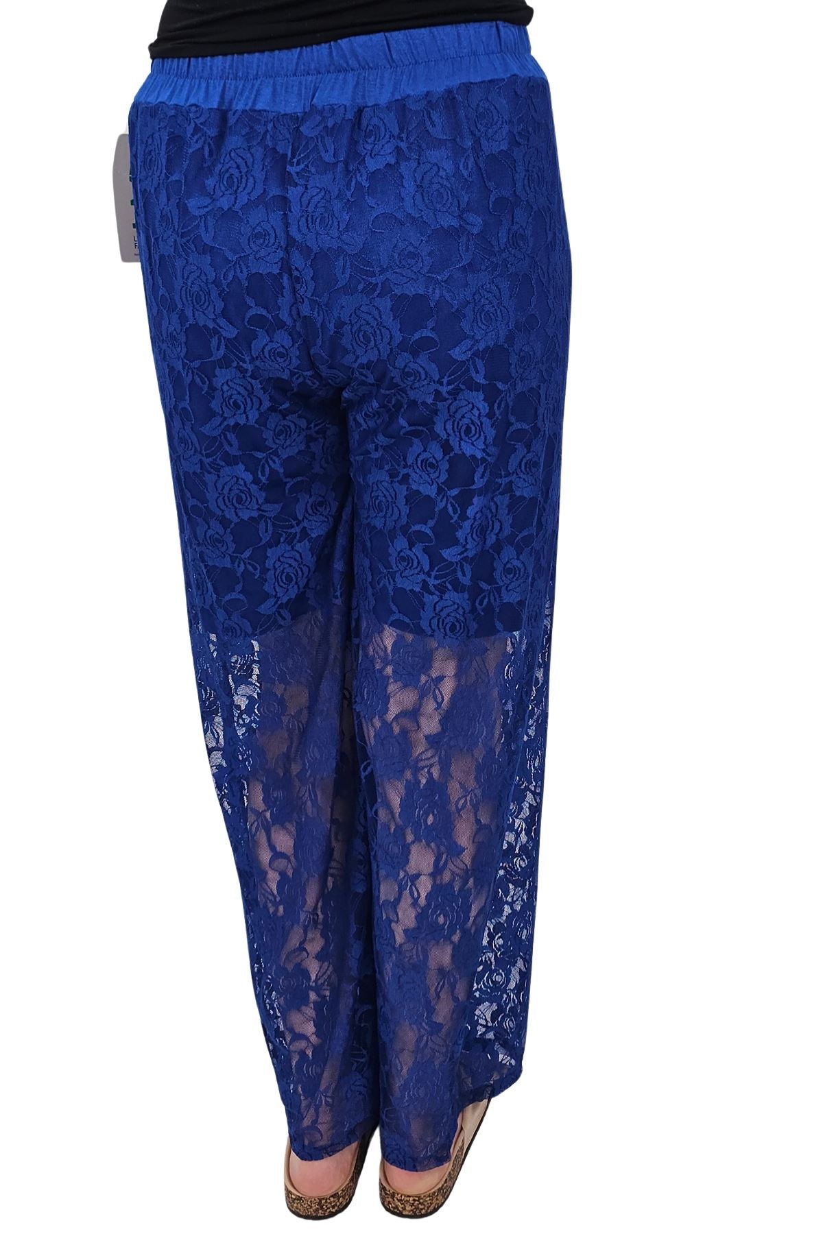Floral Lace Pattern Drawstring Waistband Trousers