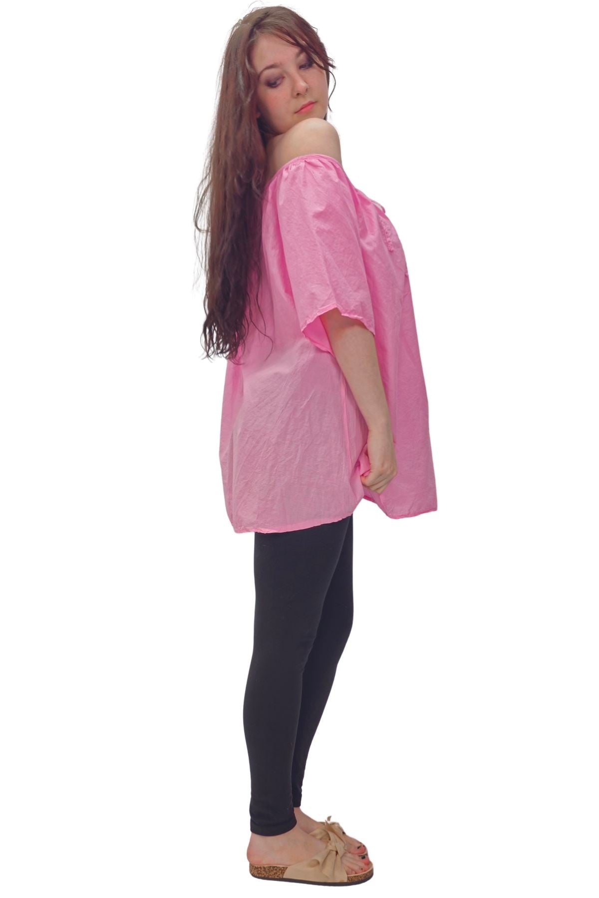 Plain Lace Tie Detailing Cotton Top