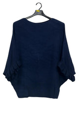Plain Soft Knit Ruffled Sleeves Jumper