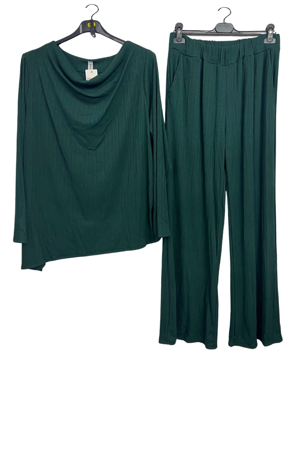 Subtle Ribbed Texture Tunic Top Elasticated Waistband Co-Ord Set