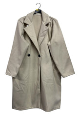 Plain Two Front Buttons Side Pockets Longline Coat