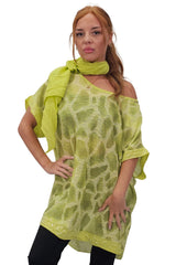 Giraffe Print Sequin Detail Hem With Scarf Box Top