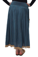 Shiny Stripe Pattern Tiered Tassel Maxi Skirt