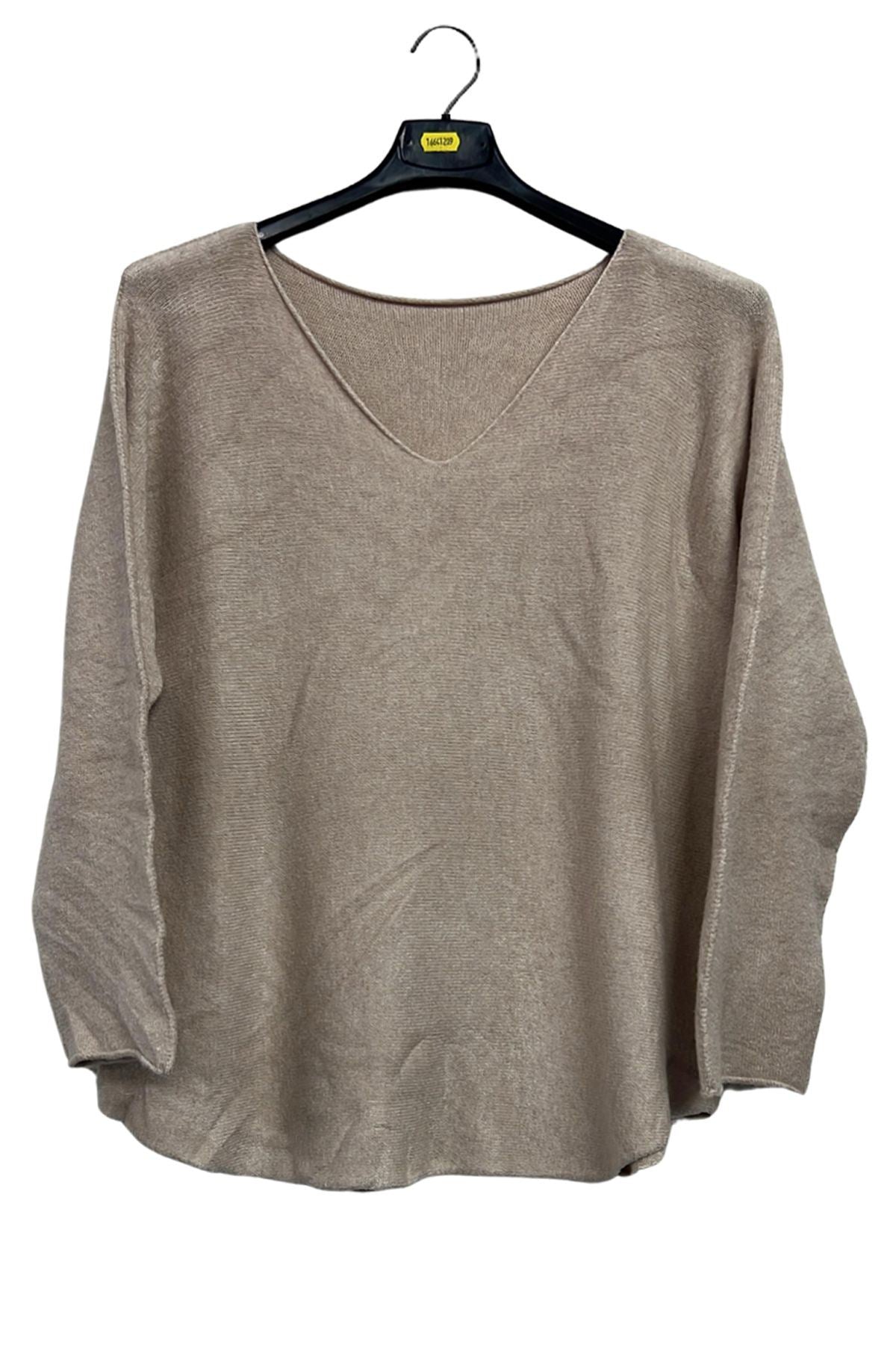 Plain Soft Knitwear Round Hemline Top