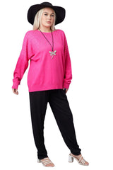Diamante Cutwork Pattern Sof Knit Top
