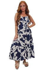 Abstract Floral Blotch Print Spaghetti Strap Dress
