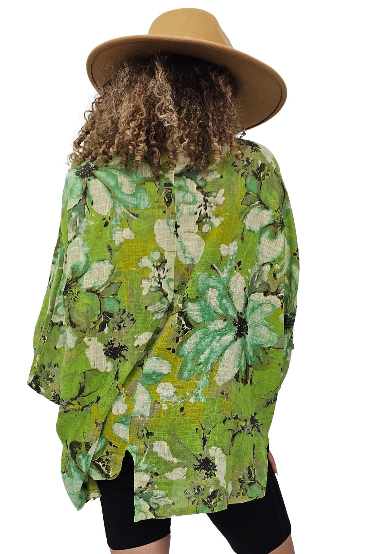 Floral Print Oversized Pocket Tunic Cotton Top