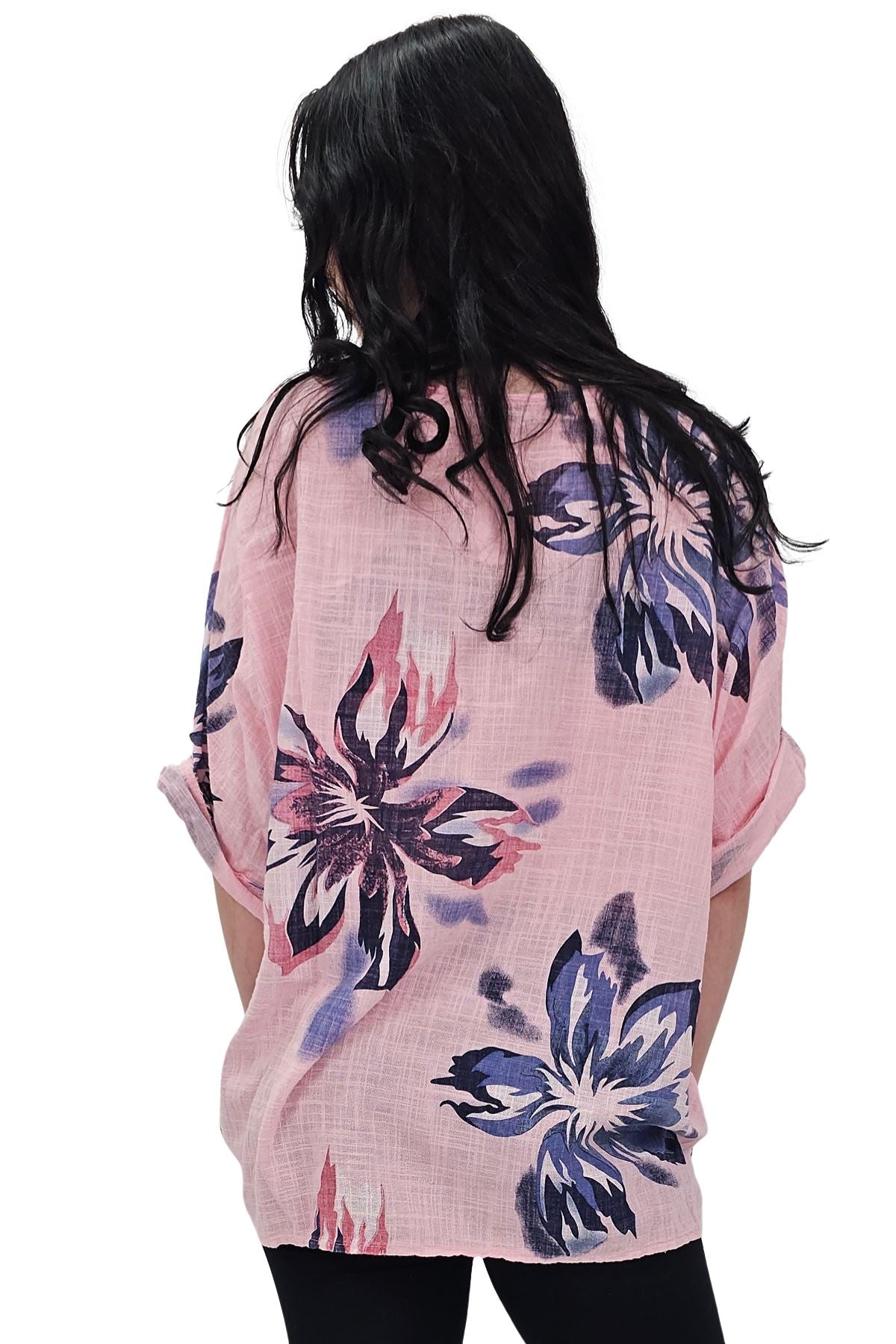 Floral Print Tunic Necklace Cotton Top