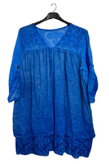 Floral Pattern Lace Detailing Layered Hem Cotton Top